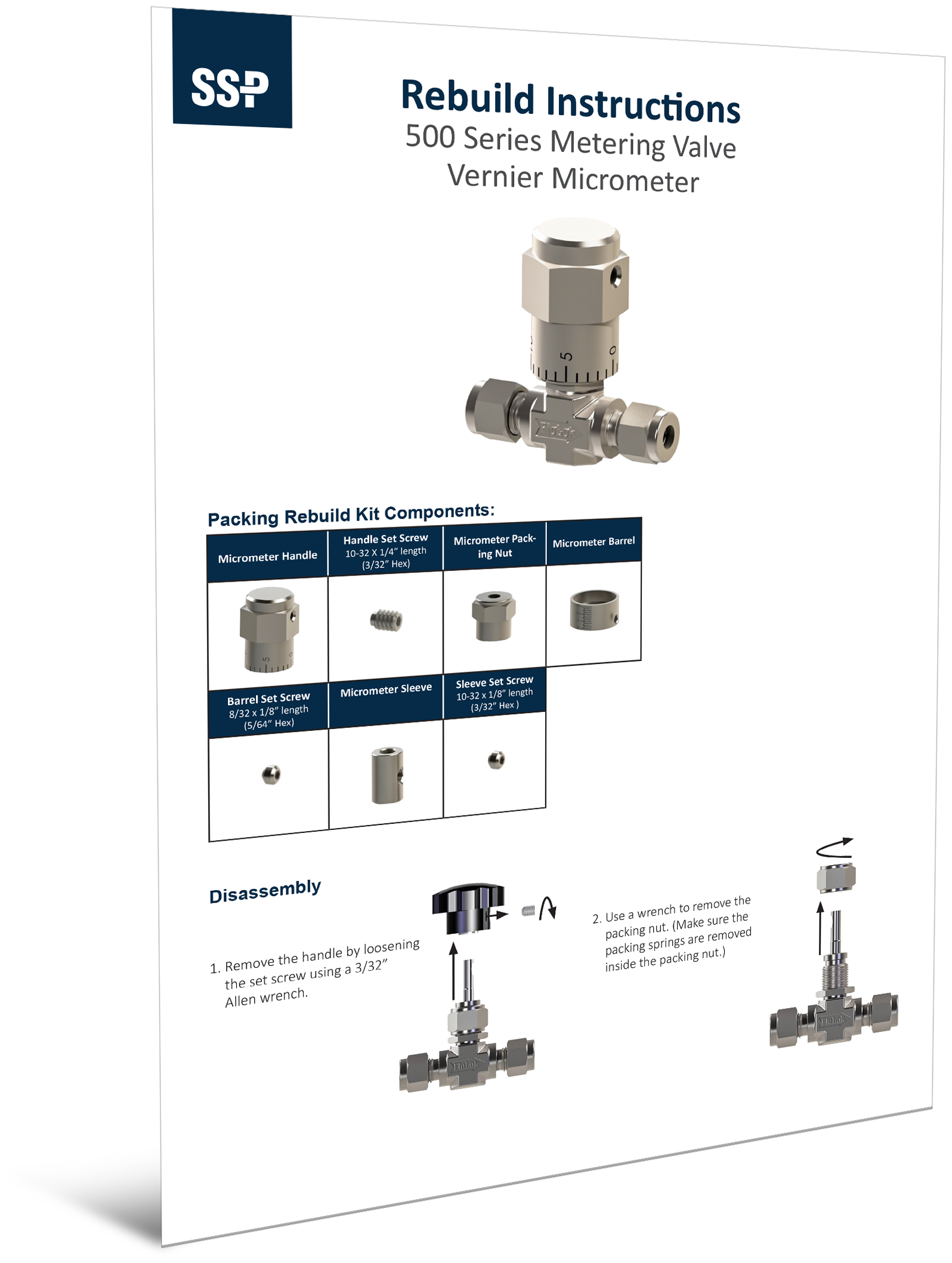 500 Series Metering Valve Vernier Handle Installation Instructions