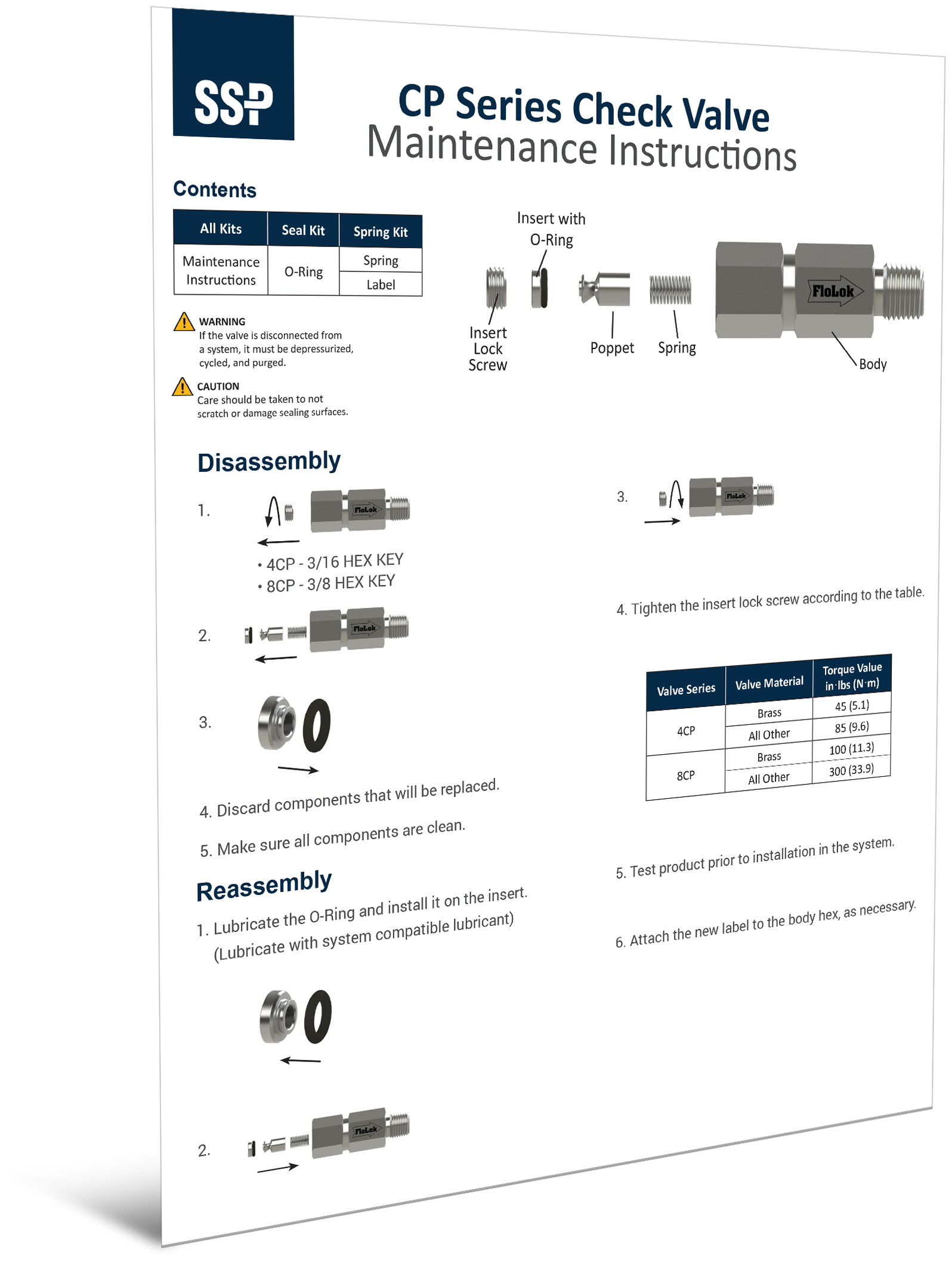 CP & CPA Series Check Valves Maintenance Instructions