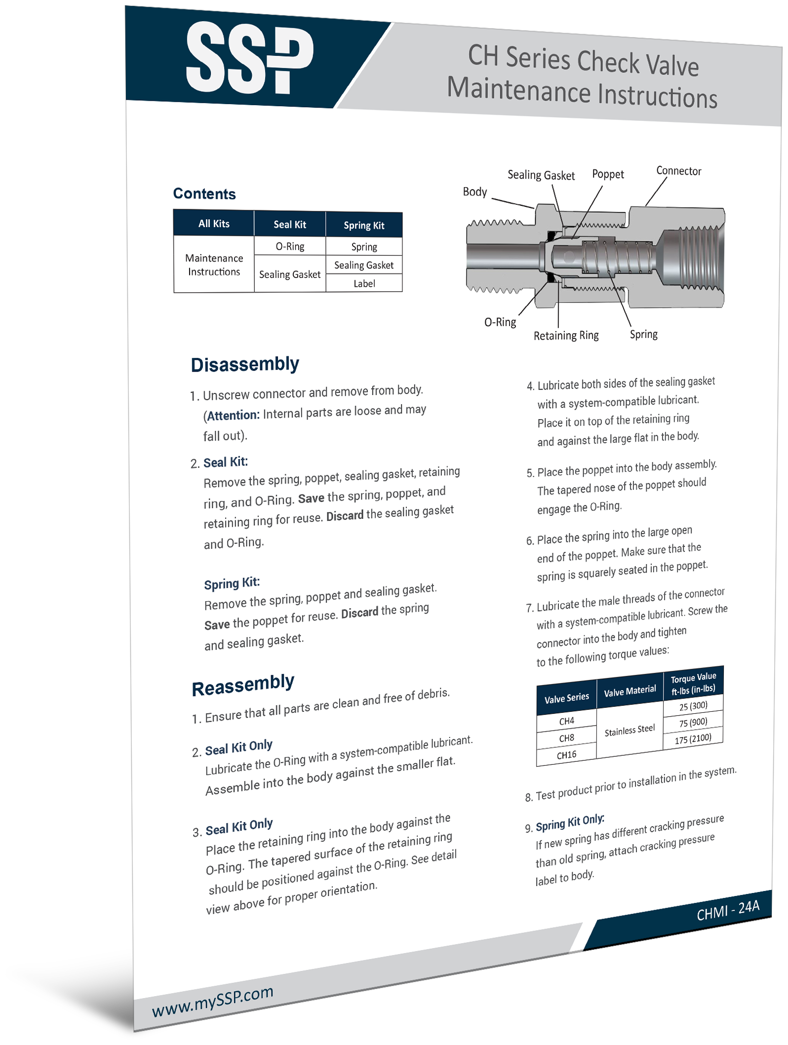 CH Series Check Valves Maintenance Instructions