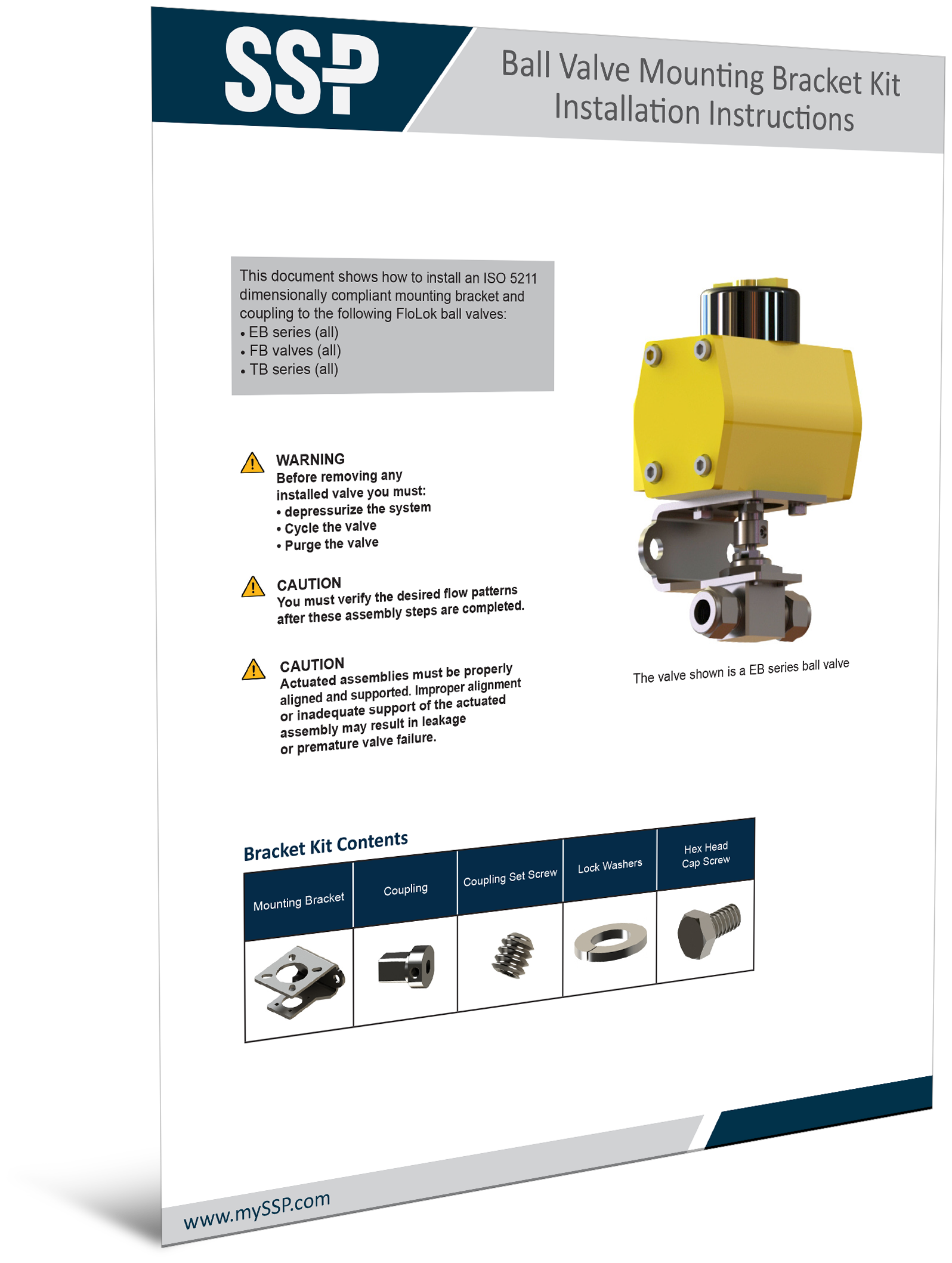 EB, TB, FB Series Ball Valves Actuator Mounting Instructions