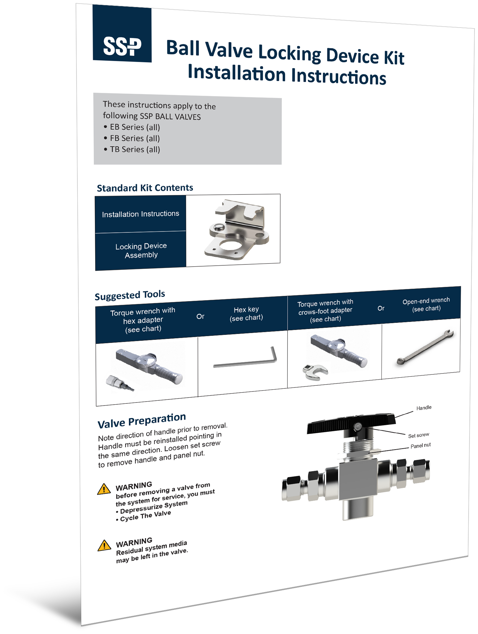 EB, TB, FB Series Ball Valve Locking Device Installation Instructions