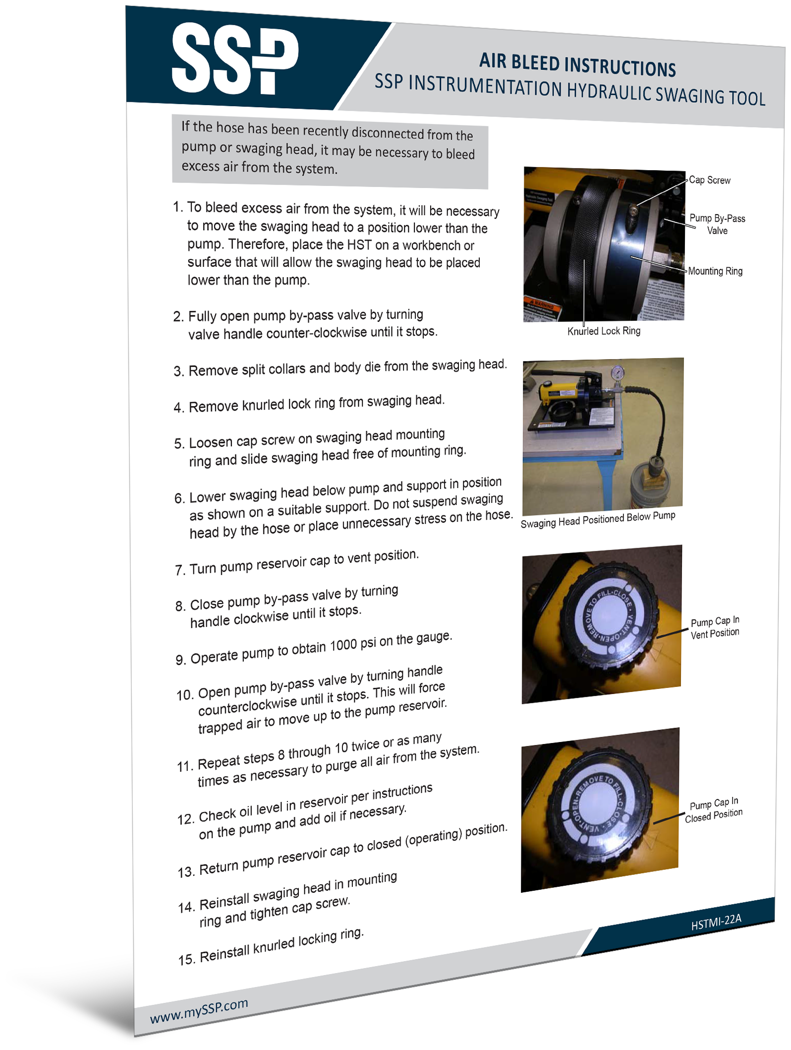 Hydraulic Swaging Tool Bleed Instructions