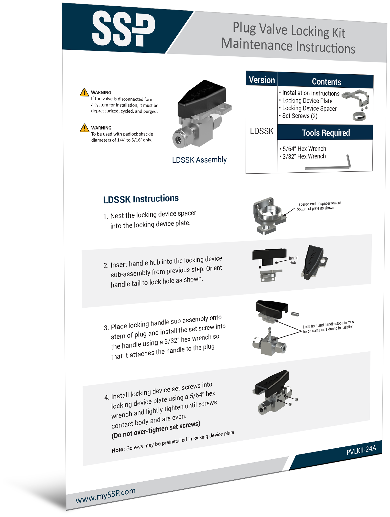 PV Series Plug Valves Locking Device Installation Instructions